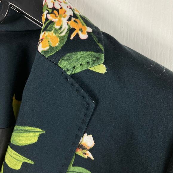 nwot TOMMY HILFIGER Blazer 4 Black Floral Logo-1-Button 1-Vent Cotton-Stretchy - Picture 5 of 16